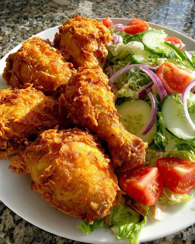 Crispy Fried Chicken Drumsticks with Fresh Garden Salad Easy Comfort Food Dinner