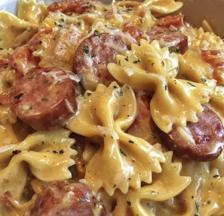 One Pot Smoked Sausage Pasta Creamy Cheddar Comfort Food Dinner
