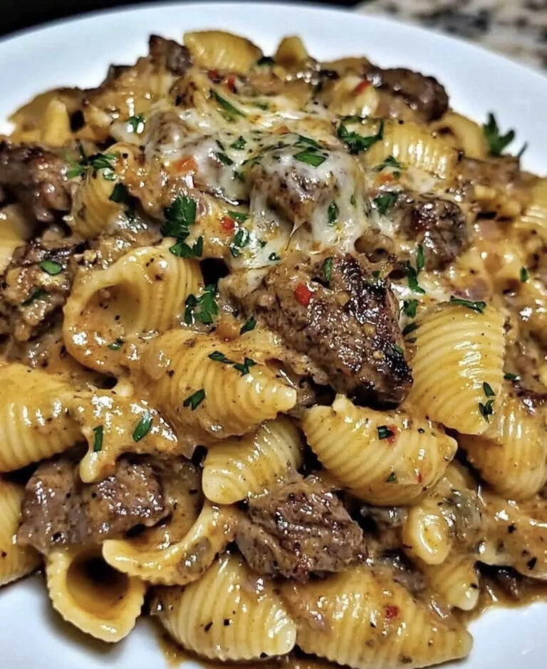 Creamy Garlic Butter Steak Bites Pasta