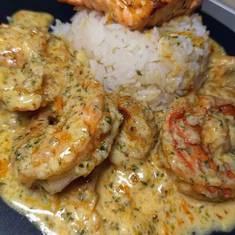 Southern Garlic Shrimp & Salmon over Rice