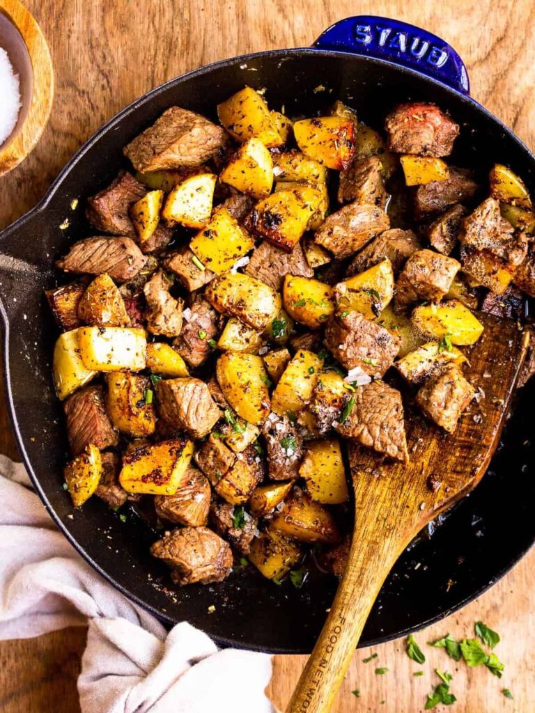 garlic steak bites potatoes recipe 3 edited